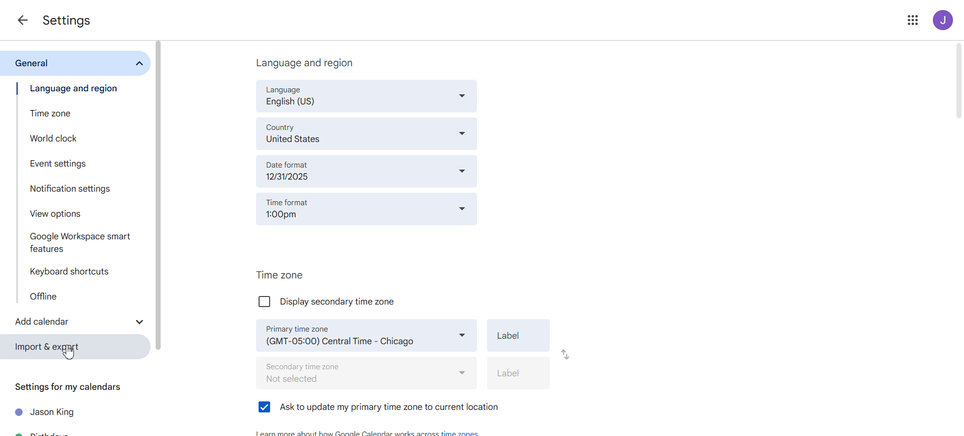 Import ICS into Google Calendar
